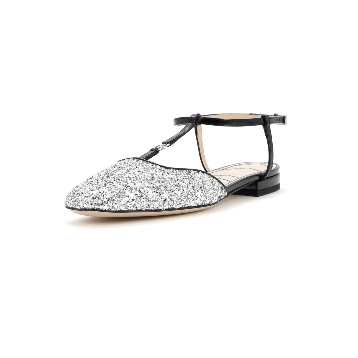 Women's GG Slingback Flats Glitter and Patent - Deep Luxury