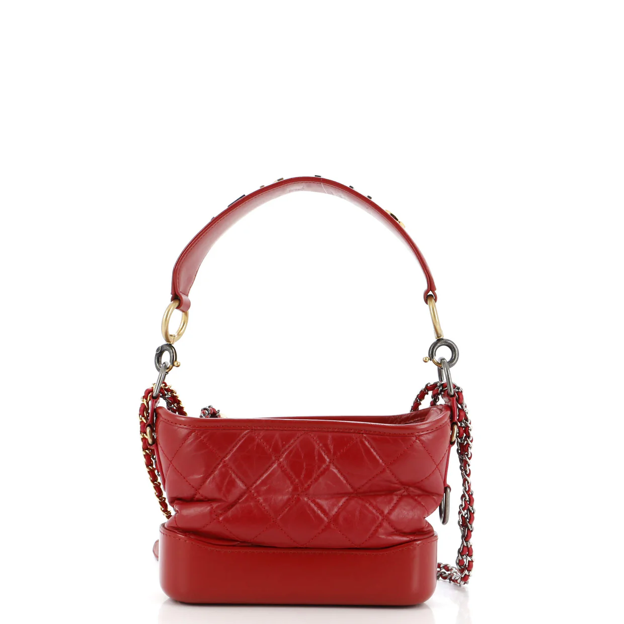 Gabrielle Hobo with Logo Handle Quilted Aged Calfskin Small - Deep Luxury