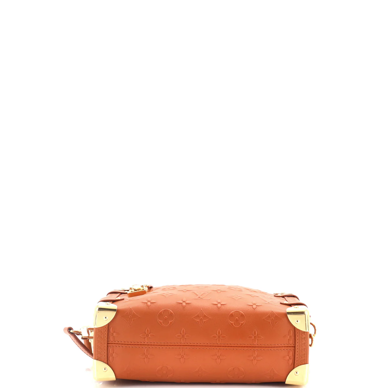 Side Trunk Handbag Debossed Monogram Leather MM - Deep Luxury