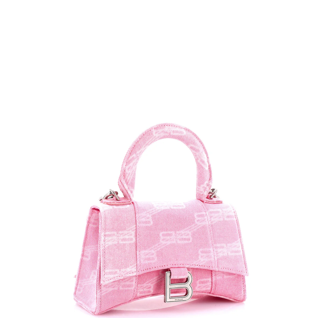 Hourglass Top Handle Bag BB Monogram Denim XS - Deep Luxury