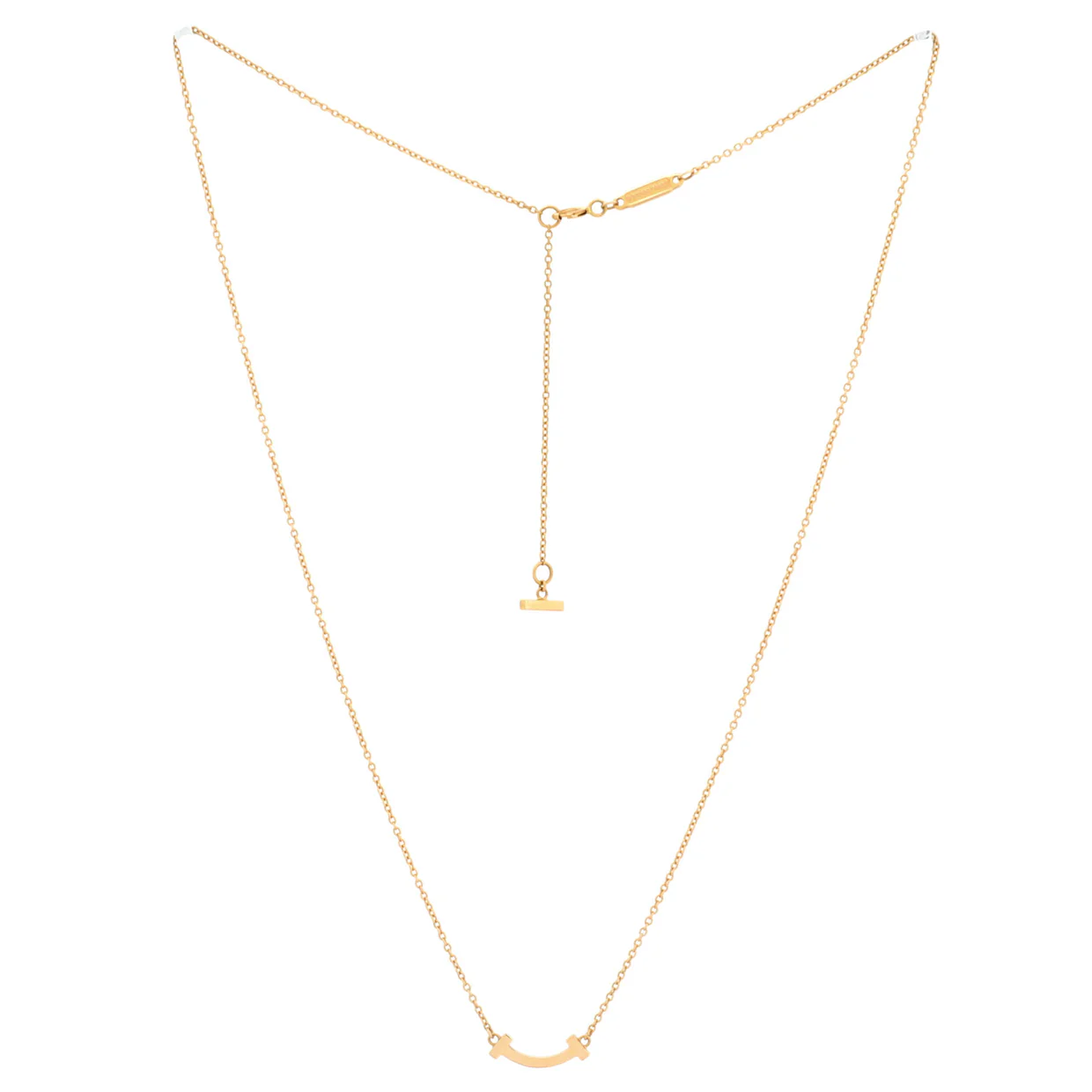T Smile Pendant Necklace 18K Rose Gold Mini - Deep Luxury
