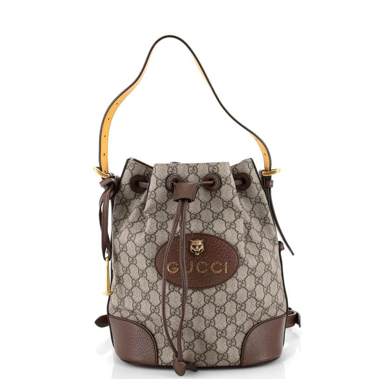 Neo Vintage Drawstring Bucket Backpack GG Coated Canvas Mini - Deep Luxury