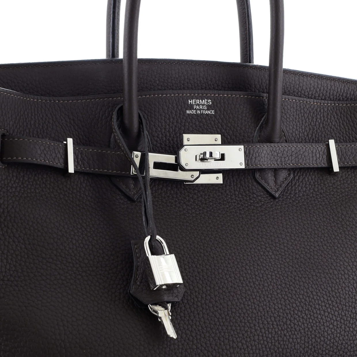 Birkin Handbag Chocolat Clemence with Palladium Hardware 35 - Deep Luxury
