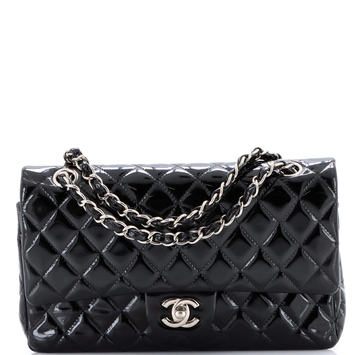 Classic Double Flap Bag Quilted Patent Medium - Deep Luxury