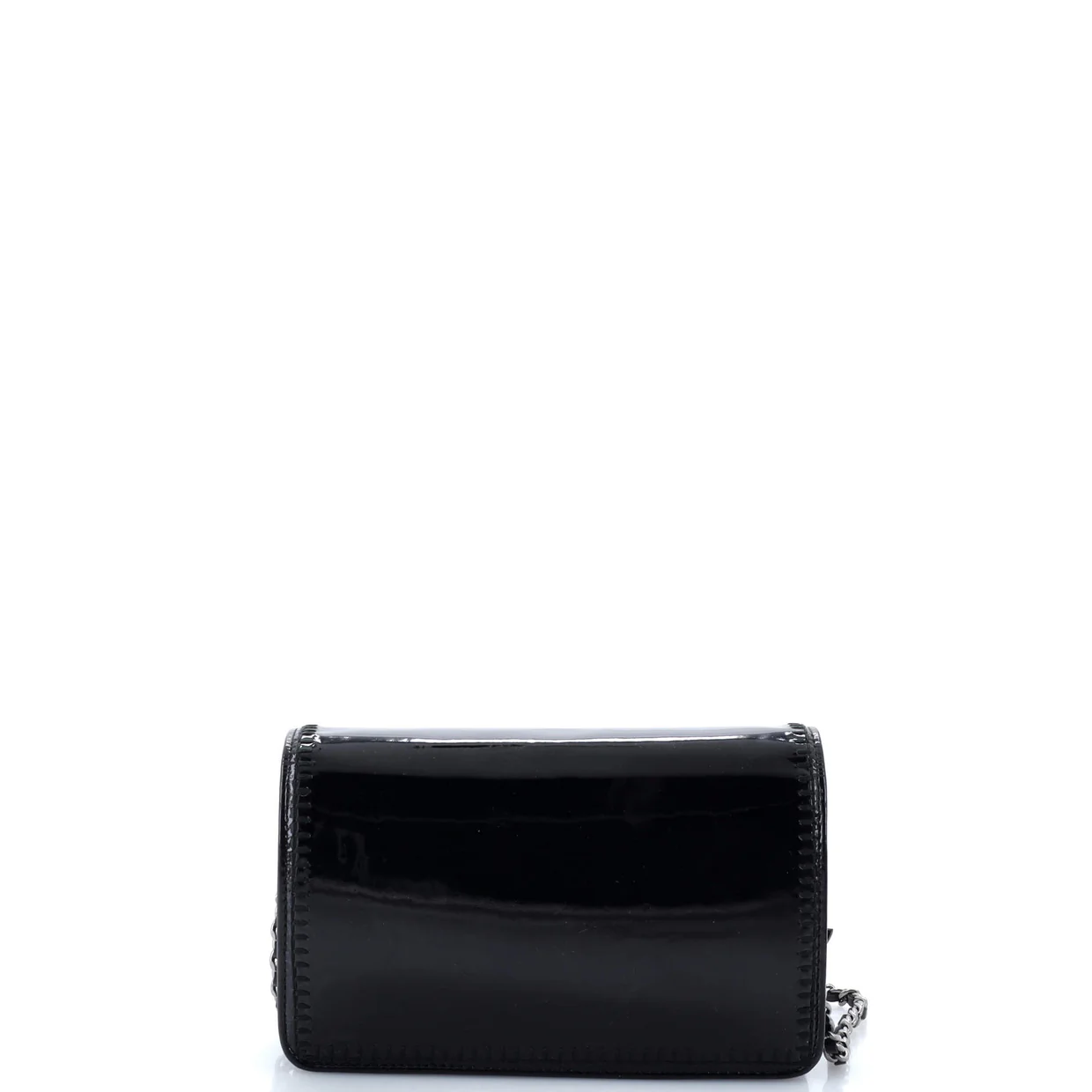 CC Wallet on Chain Stitched Patent - Deep Luxury