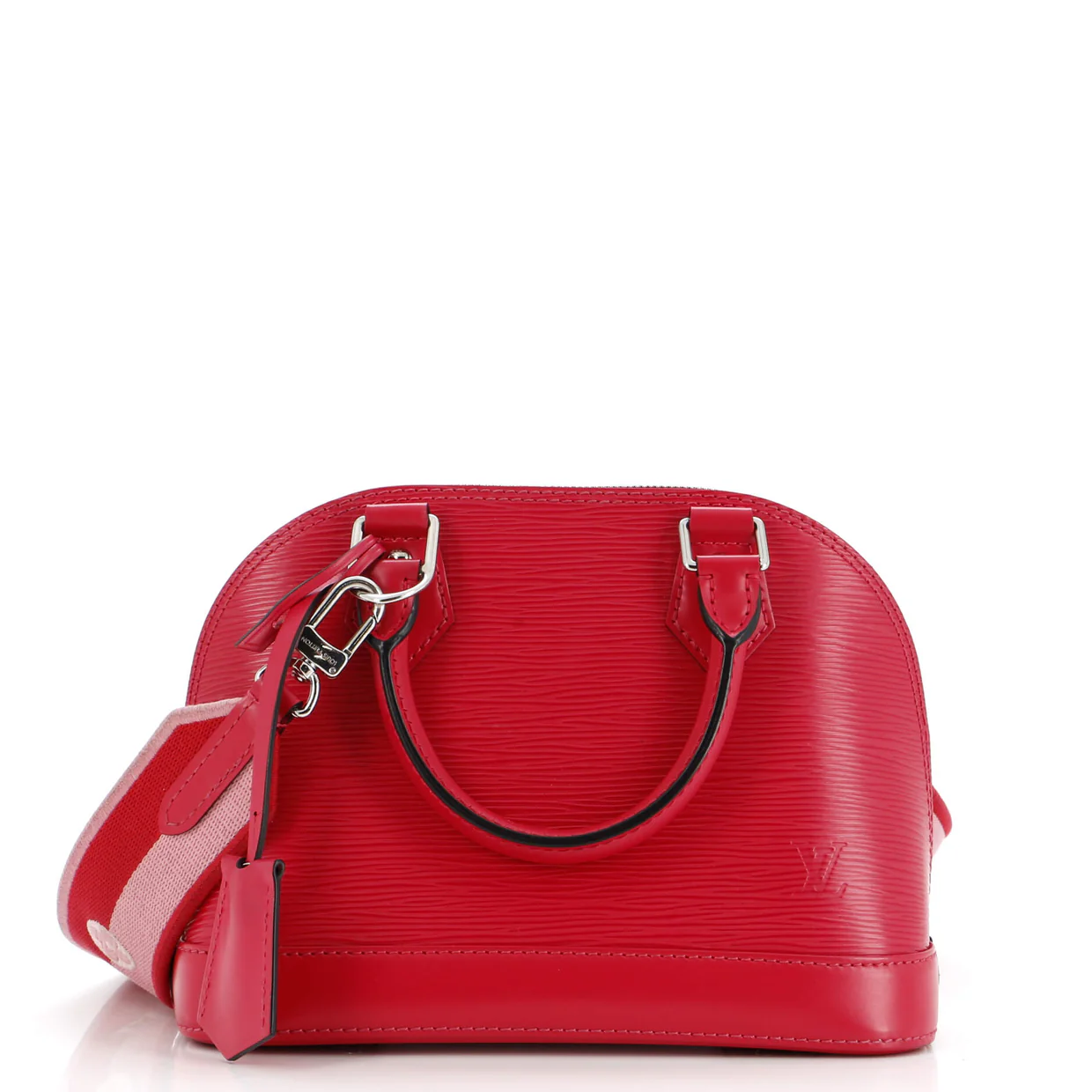 Alma Handbag Epi Leather with Logo Jacquard Strap BB - Deep Luxury