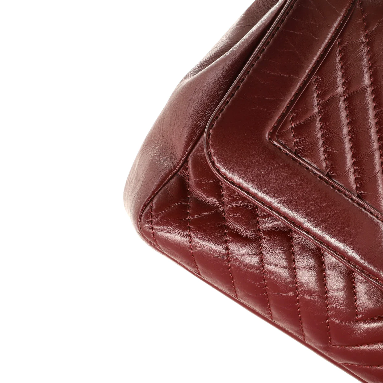 Top Handle Flap Bag Chevron Calfskin Medium - Deep Luxury