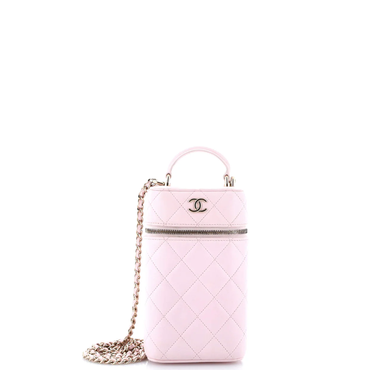 Classic Vanity Top Handle Phone Holder with Chain Quilted Lambskin - Deep Luxury