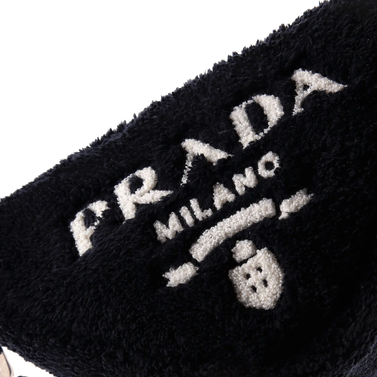 Triangle Logo Zip Crossbody Bag Terry Cloth Small - Deep Luxury