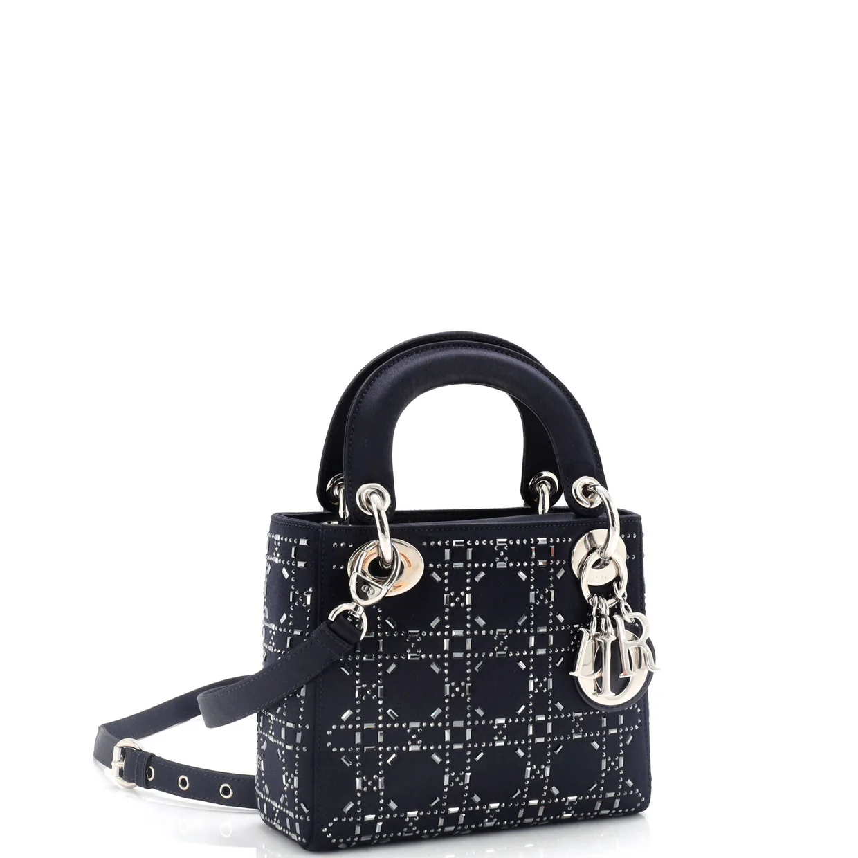 Lady Dior Bag Crystal Embellished Cannage Quilt Satin Mini - Deep Luxury