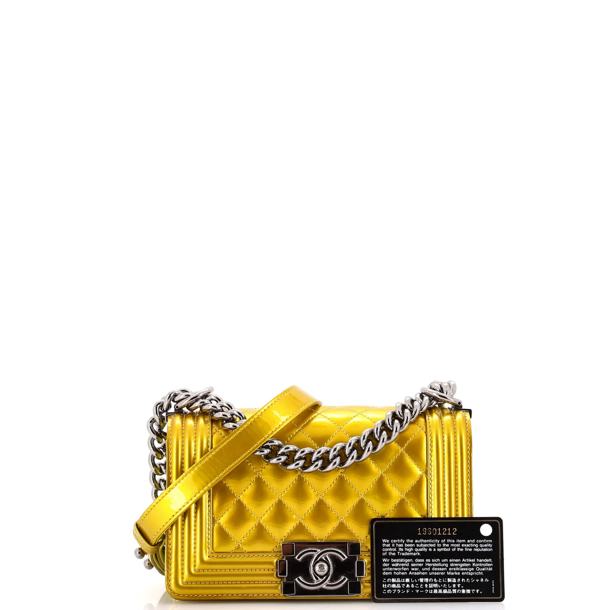 Boy Flap Bag Quilted Patent Small - Deep Luxury