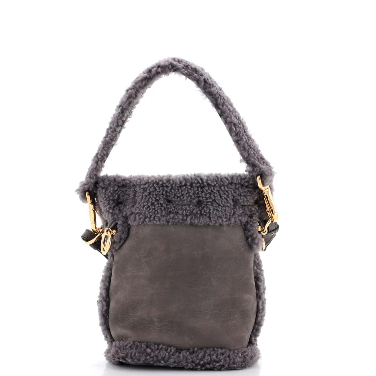 Logo Mon Tresor Bucket Bag Shearling with Nubuck Mini - Deep Luxury