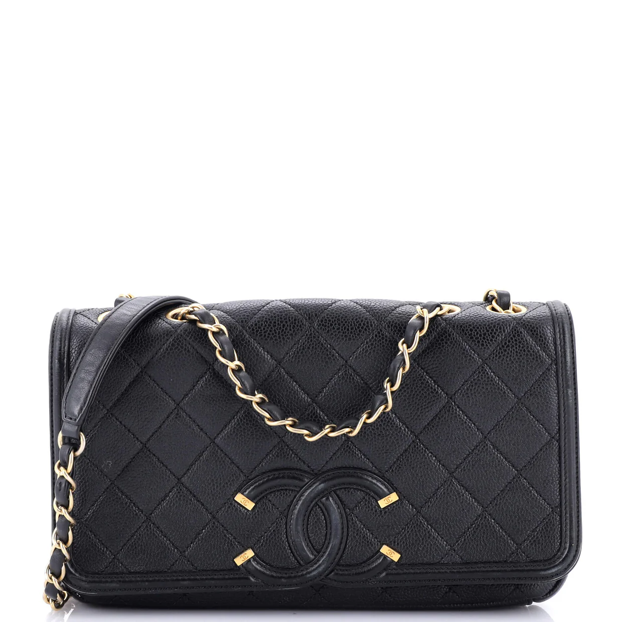 Filigree Flap Bag Quilted Caviar Medium - Deep Luxury