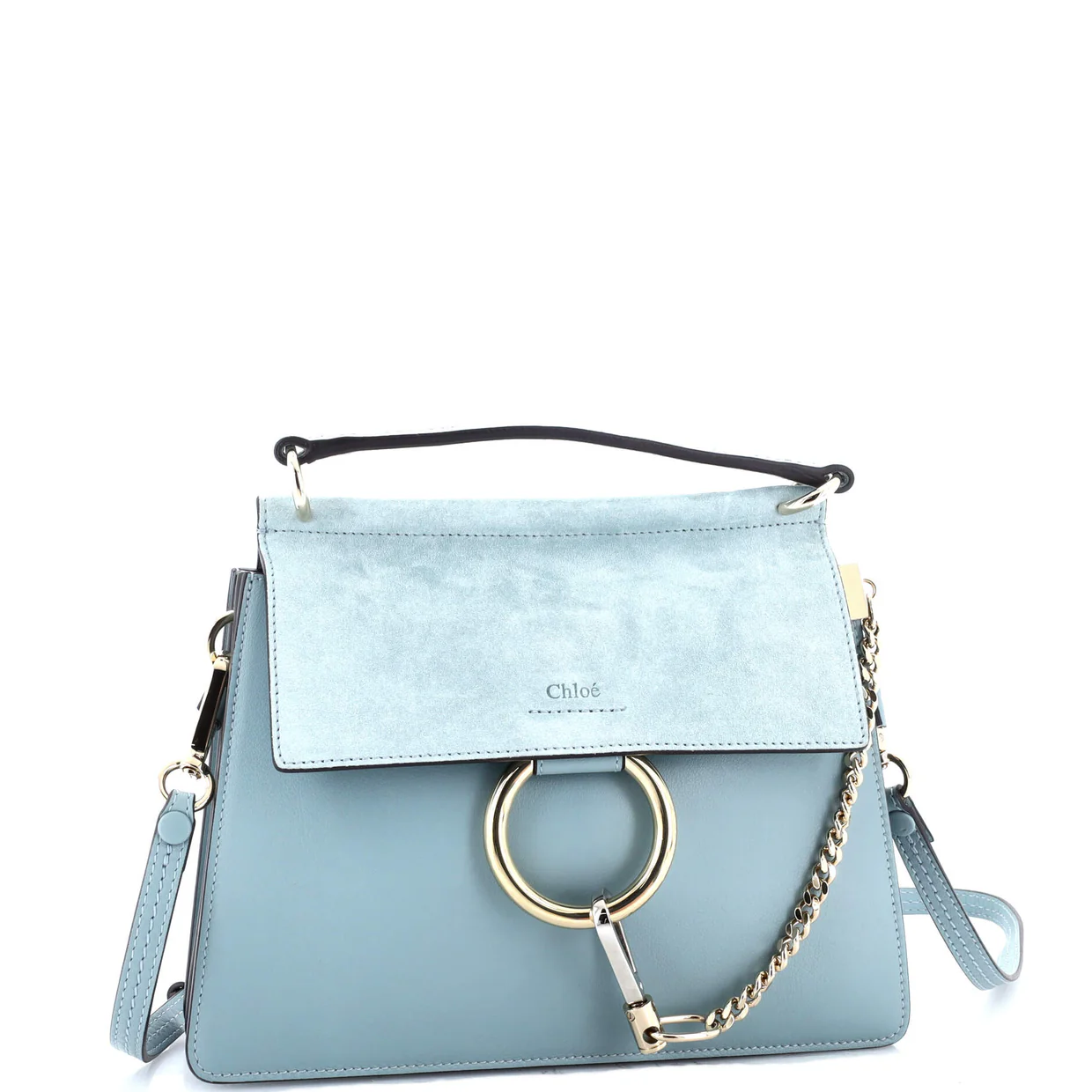 Faye Top Handle Bag Leather and Suede Small - Deep Luxury