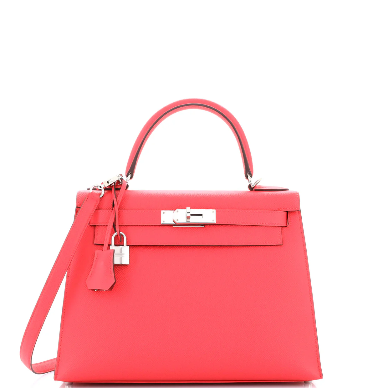 Kelly Handbag Framboise Epsom with Palladium Hardware 28 - Deep Luxury