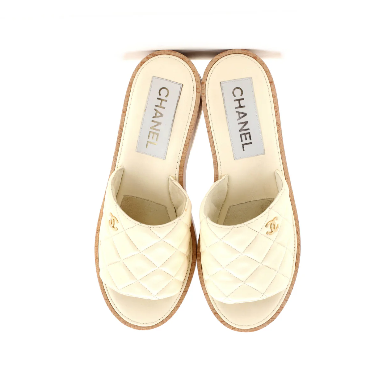 Women's Open Toe Platform Sandals Quilted Leather and Wood - Deep Luxury