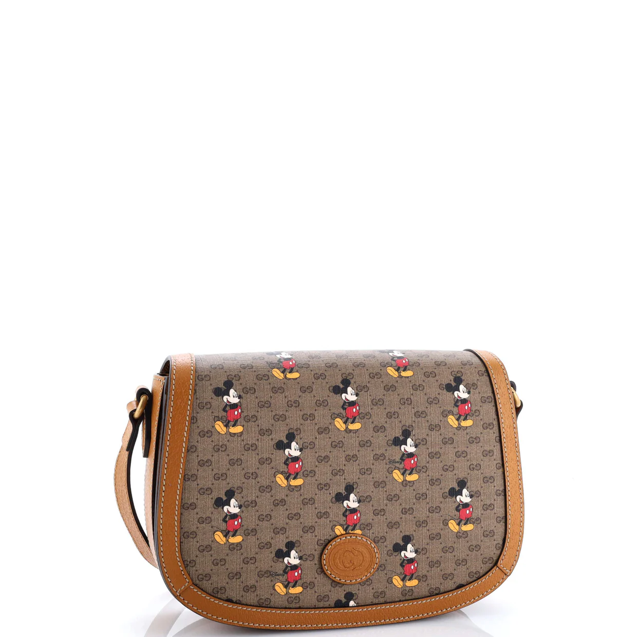 Disney Mickey Mouse Flap Shoulder Bag Printed Mini GG Coated Canvas Small - Deep Luxury