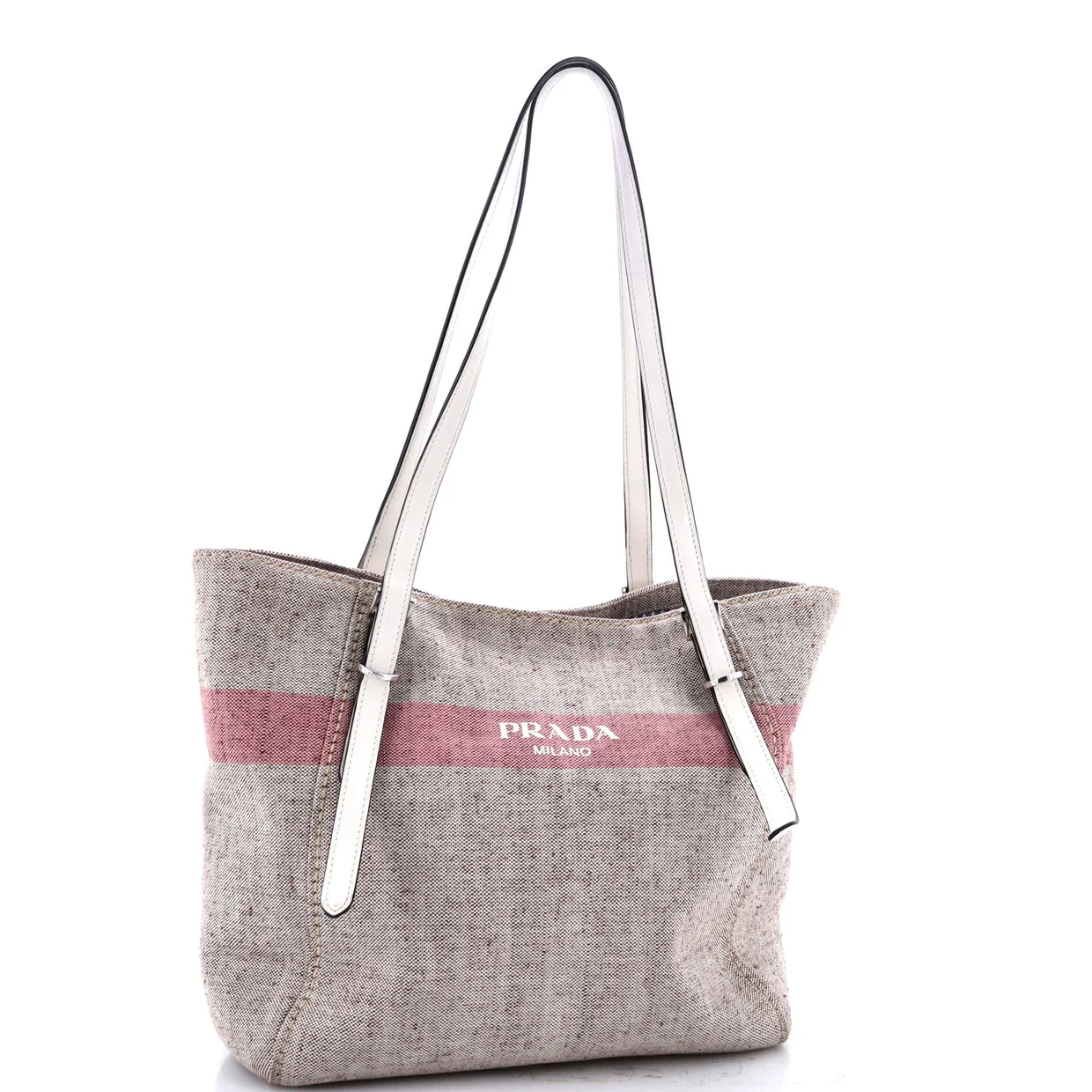 Logo Stripe Shopper Tote Canvas and Leather - Deep Luxury
