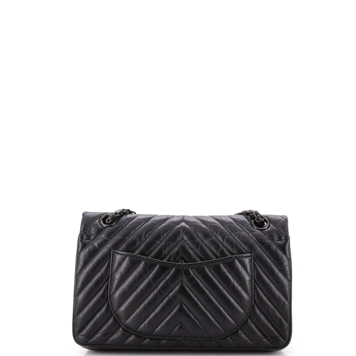So Black Reissue 2.55 Flap Bag Chevron Aged Calfskin 225 - Deep Luxury