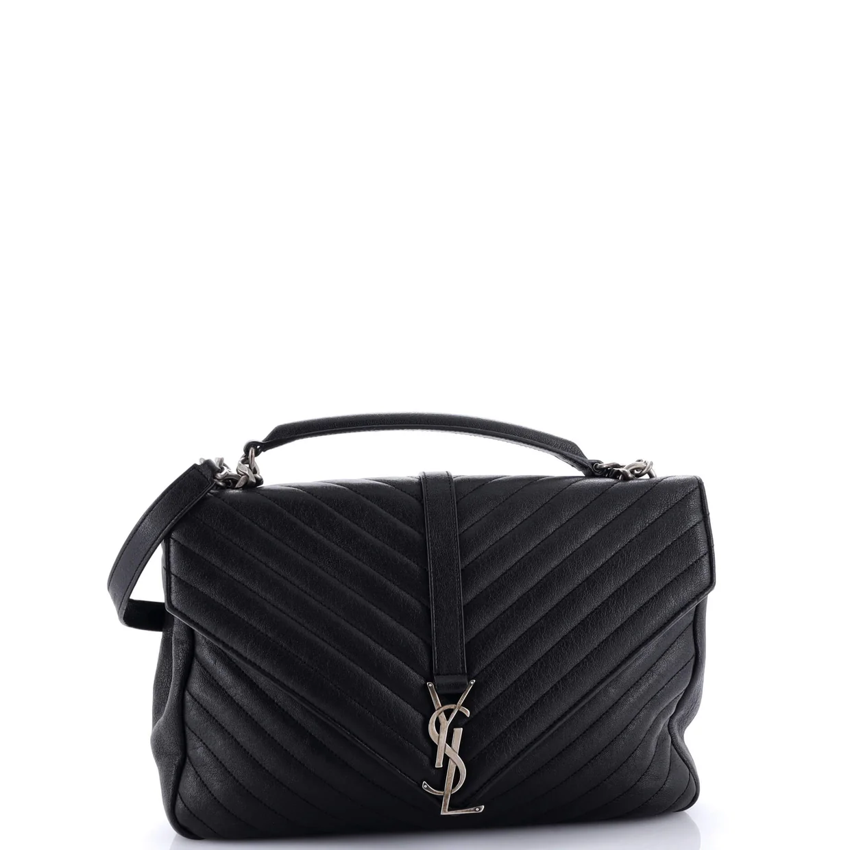 Classic Monogram College Bag Matelasse Chevron Leather Large - Deep Luxury