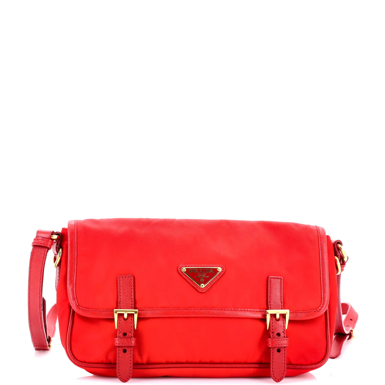 Buckle Flap Crossbody Bag Tessuto with Saffiano Leather - Deep Luxury