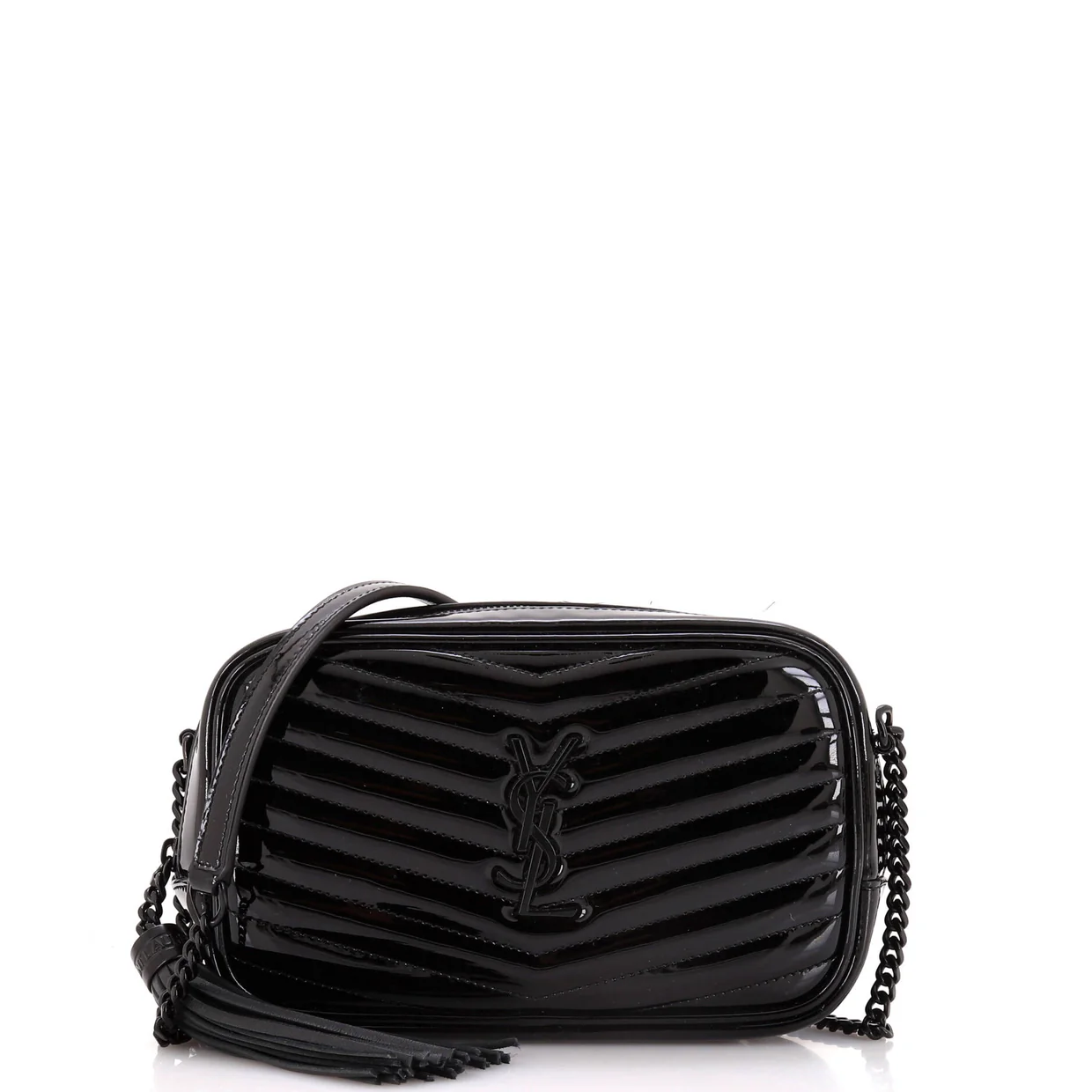 Lou Camera Bag Matelasse Chevron Patent Mini - Deep Luxury