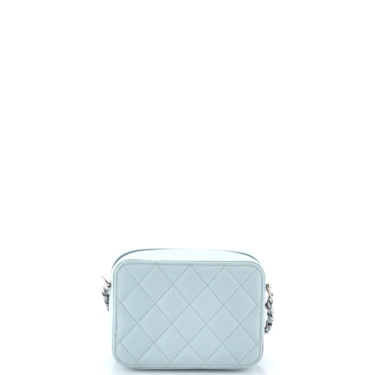 Zip Around Vanity Case with Chain Quilted Caviar Mini - Deep Luxury