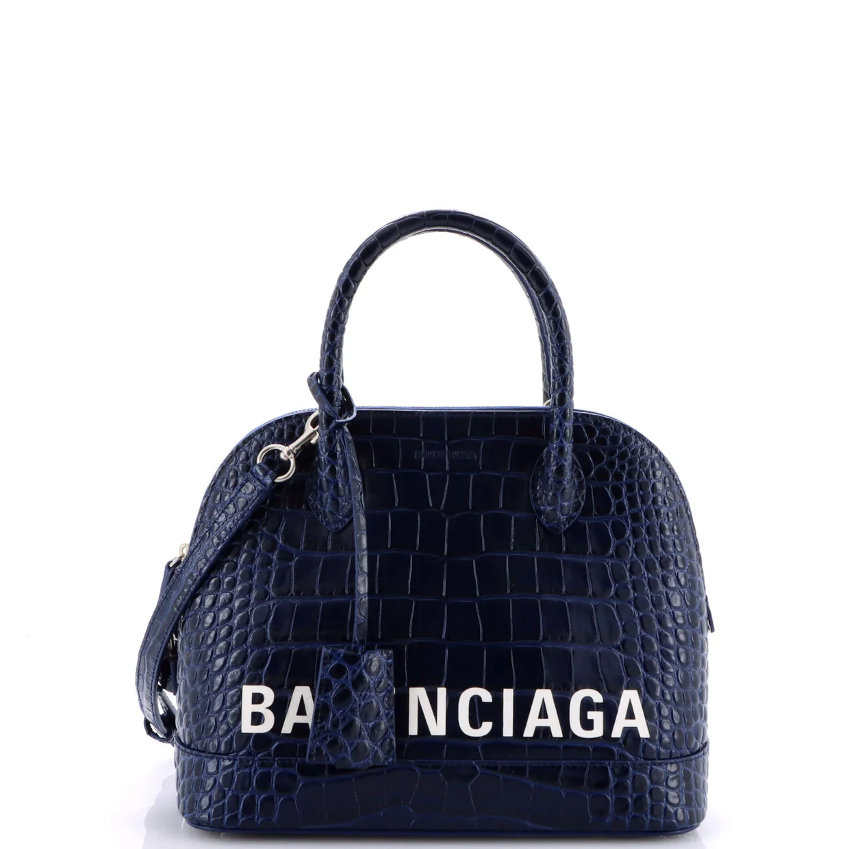 Logo Ville Bag Crocodile Embossed Leather Small - Deep Luxury