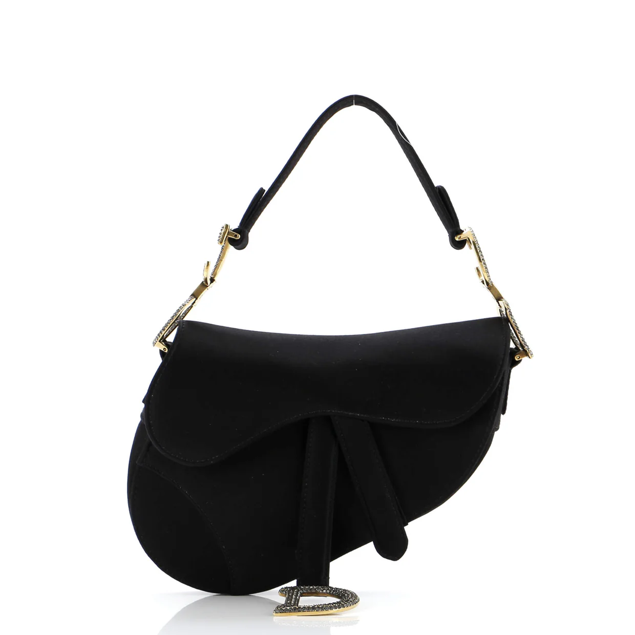 Saddle Handbag Satin with Crystals Mini - Deep Luxury