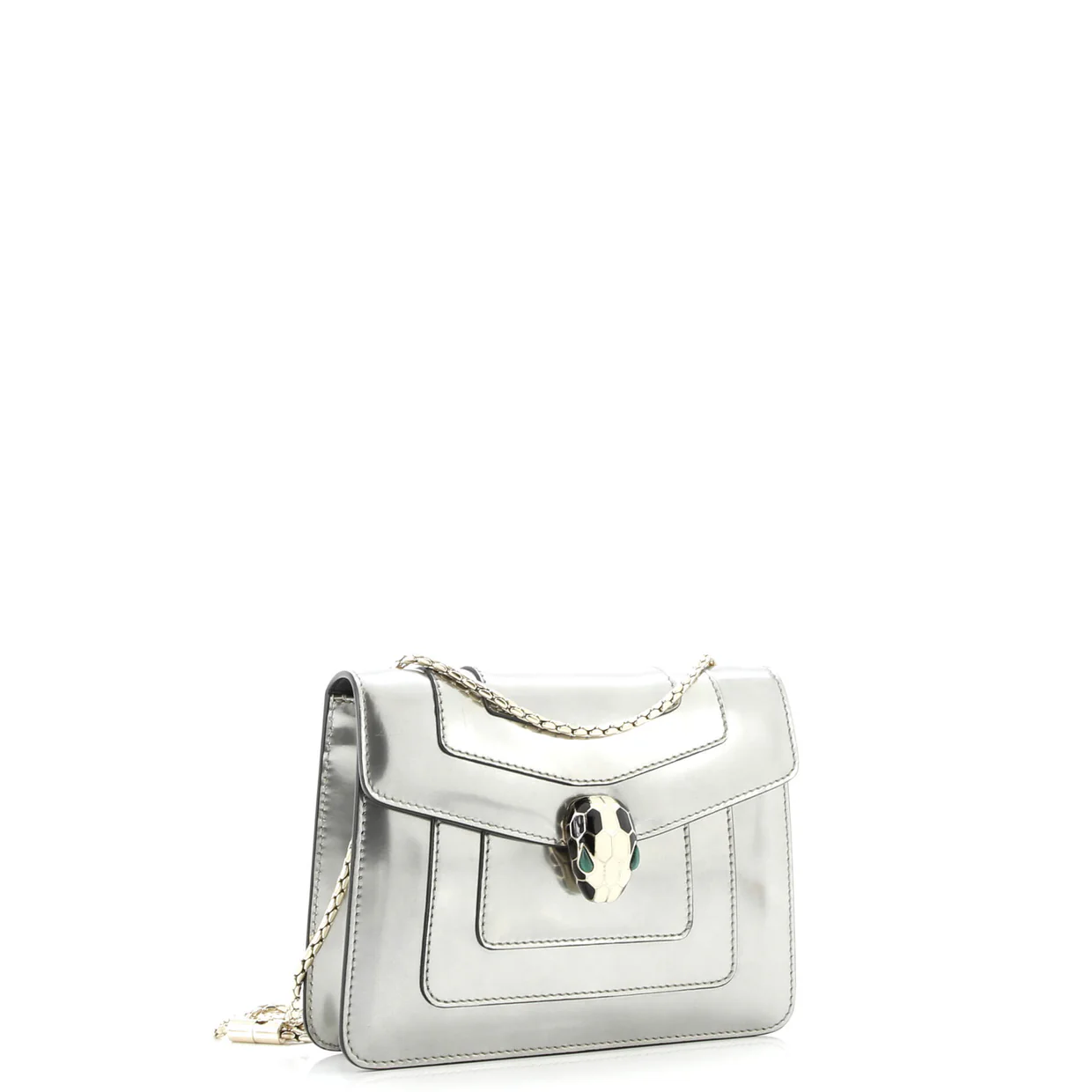 Serpenti Forever Square Shoulder Bag Metallic Leather Small - Deep Luxury