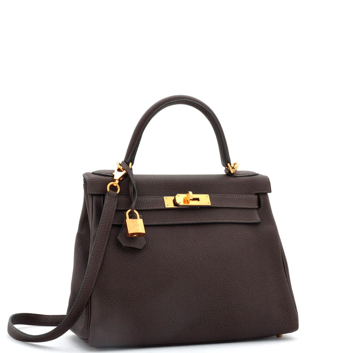Kelly Handbag Ebene Togo with Gold Hardware 28 - Deep Luxury
