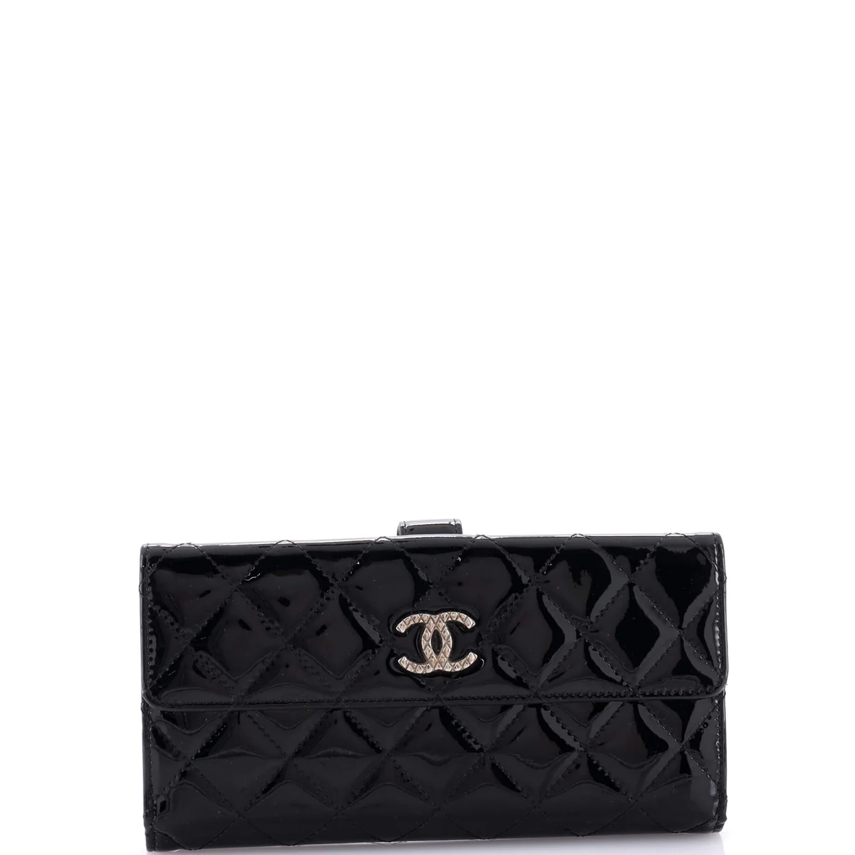 CC Brilliant Flap Wallet Quilted Patent Long - Deep Luxury