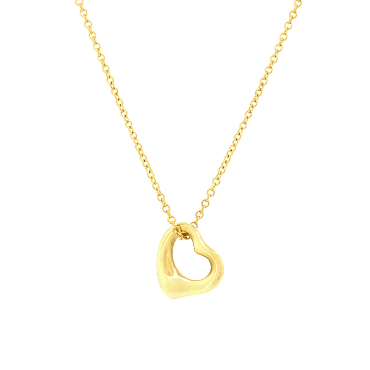 Elsa Peretti Open Heart Pendant Necklace 18K Yellow Gold 11mm - Deep Luxury