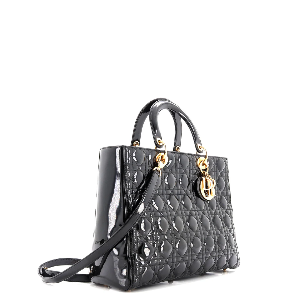 Lady Dior Bag Cannage Quilt Patent Large - Deep Luxury