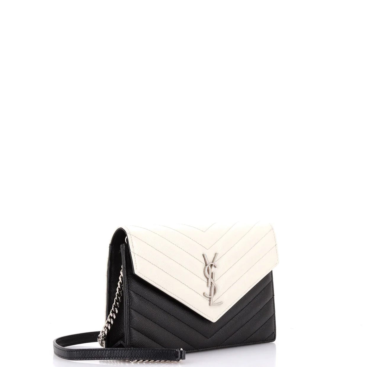 Classic Monogram Wallet on Chain Matelasse Chevron Leather Small - Deep Luxury