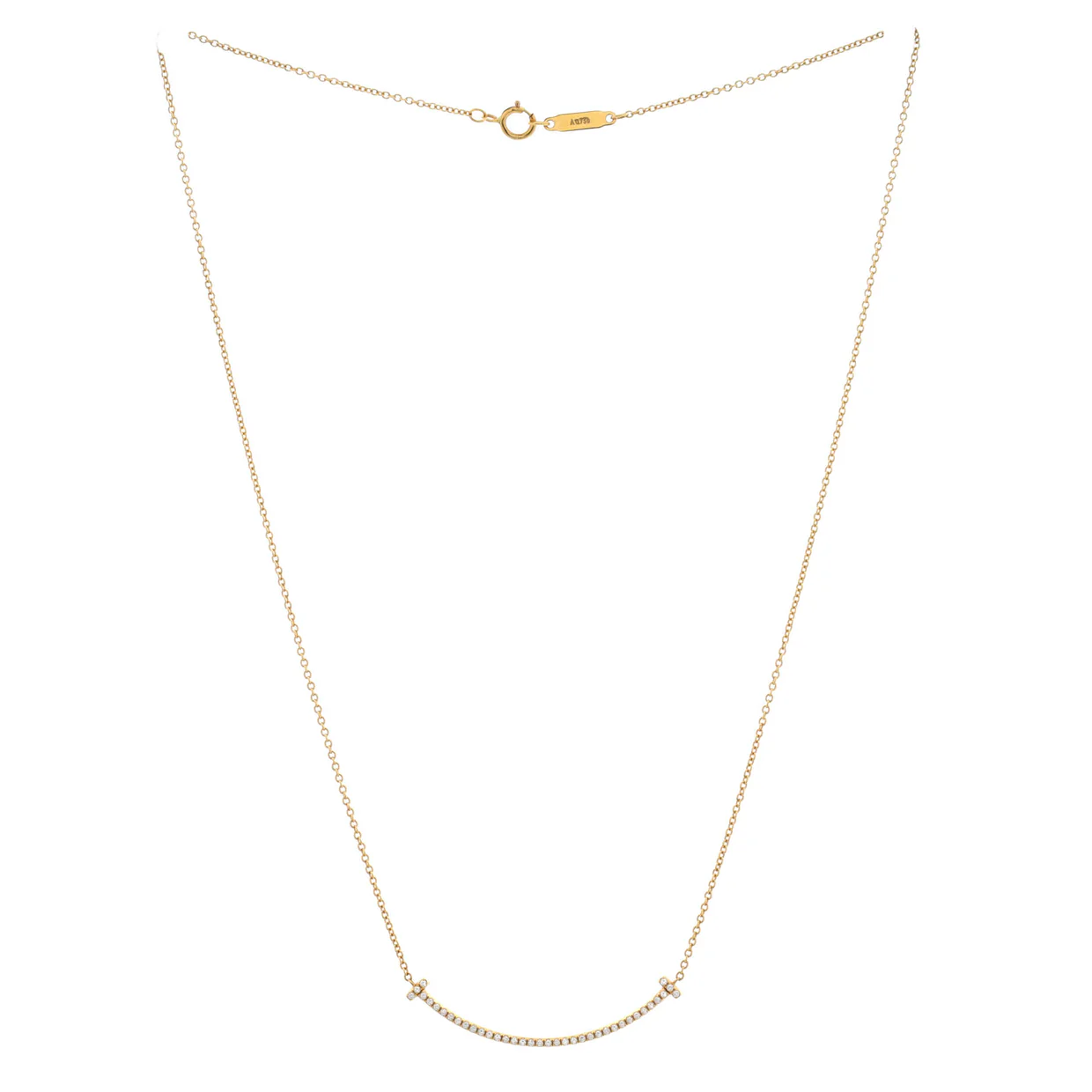 T Smile Pendant Necklace 18K Yellow Gold and Diamonds Small - Deep Luxury
