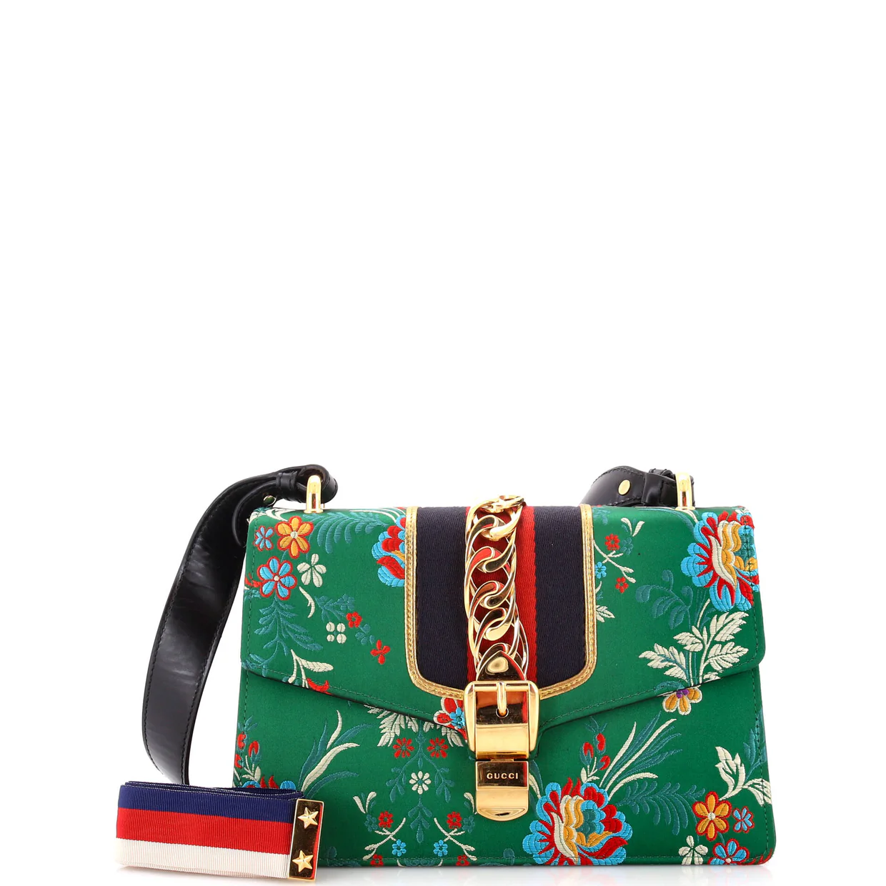 Sylvie Shoulder Bag Floral Jacquard Small - Deep Luxury