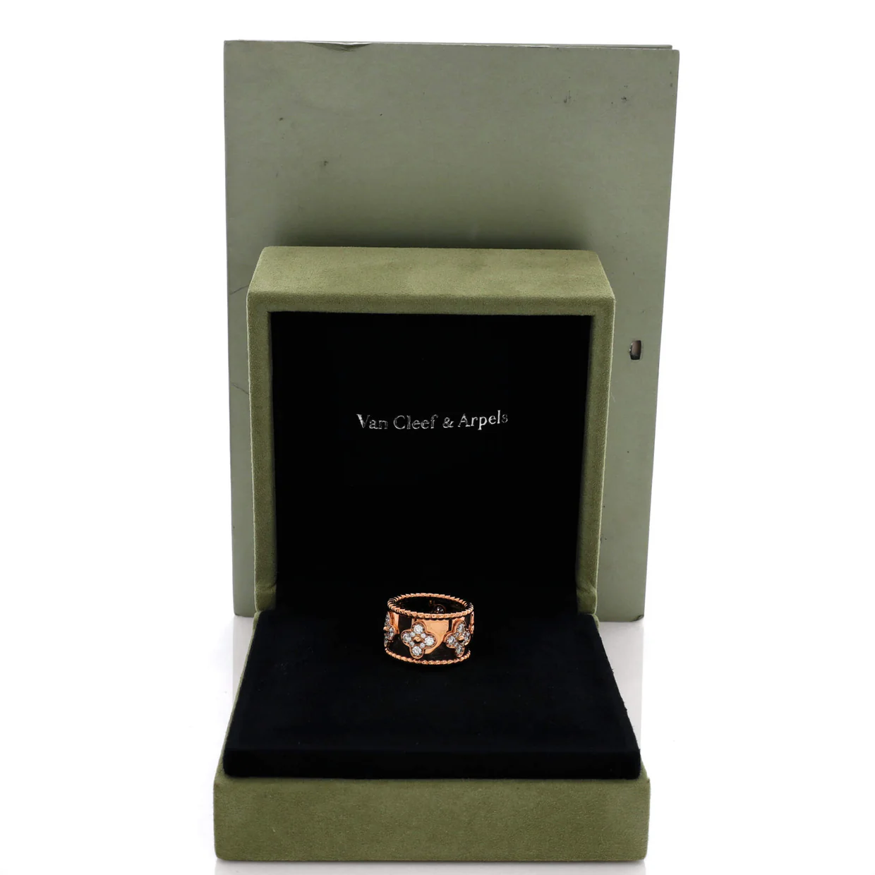 Perlee Clovers Ring 18K Rose Gold with Diamonds Large - Deep Luxury