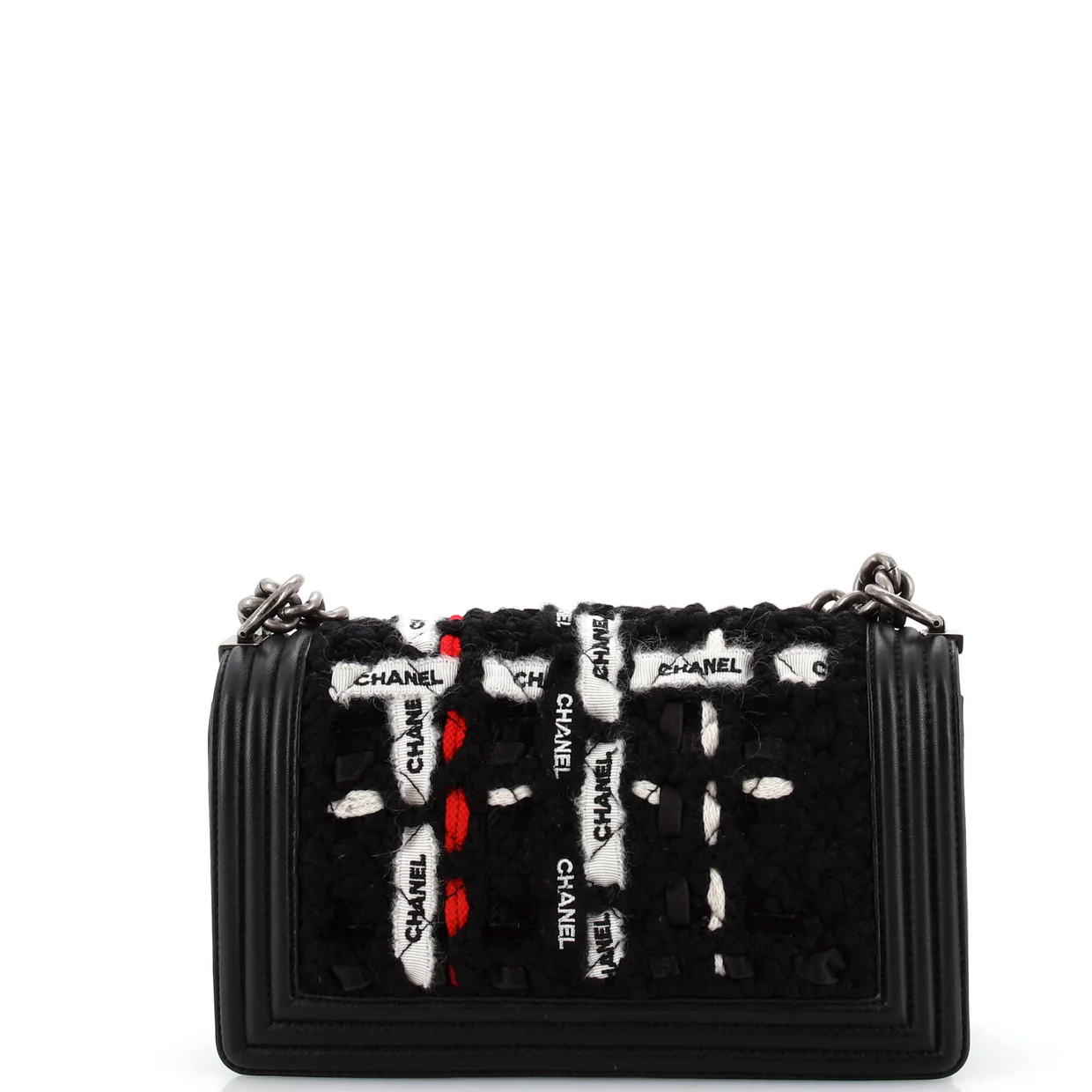 Boy Flap Bag Quilted Logo Ribbon and Tweed Old Medium - Deep Luxury