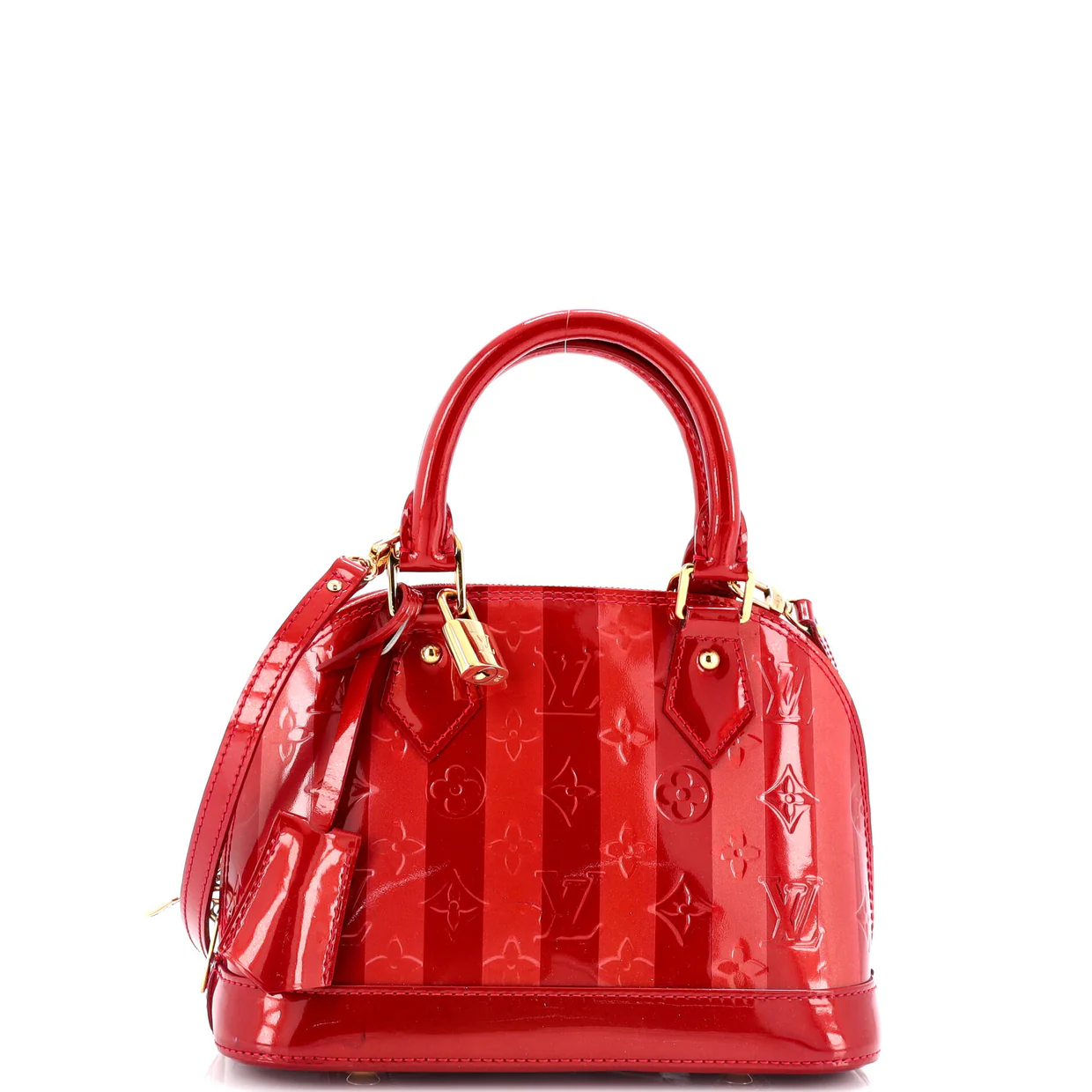 Alma Handbag Limited Edition Monogram Vernis Rayures BB - Deep Luxury