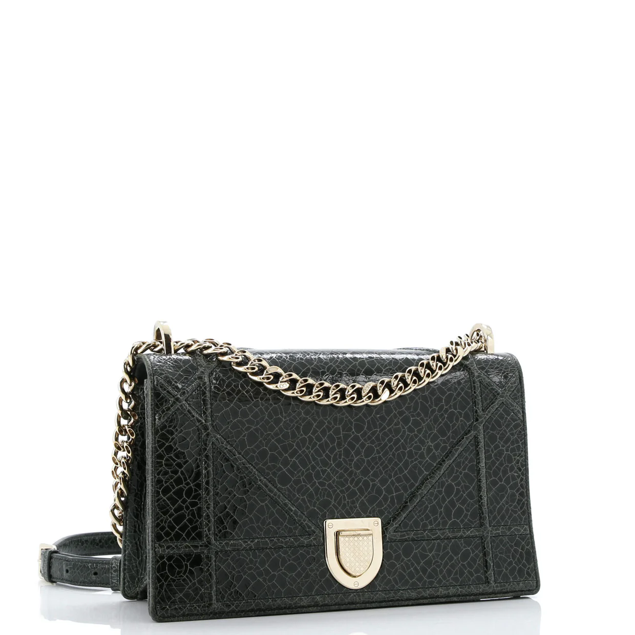 Diorama Flap Bag Crackled Deerskin Medium - Deep Luxury