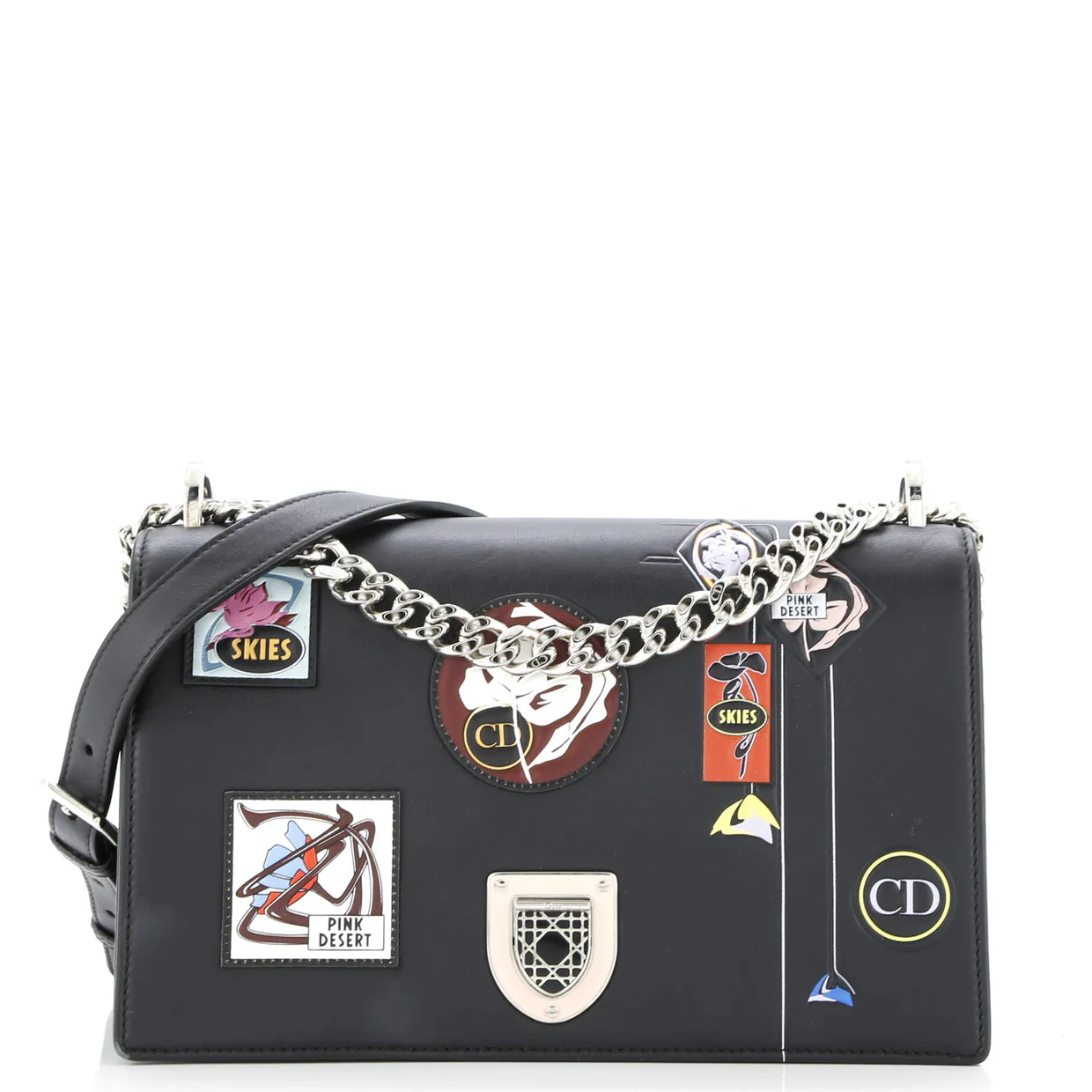 Diorama Flap Bag Patch Embellished Leather Medium - Deep Luxury