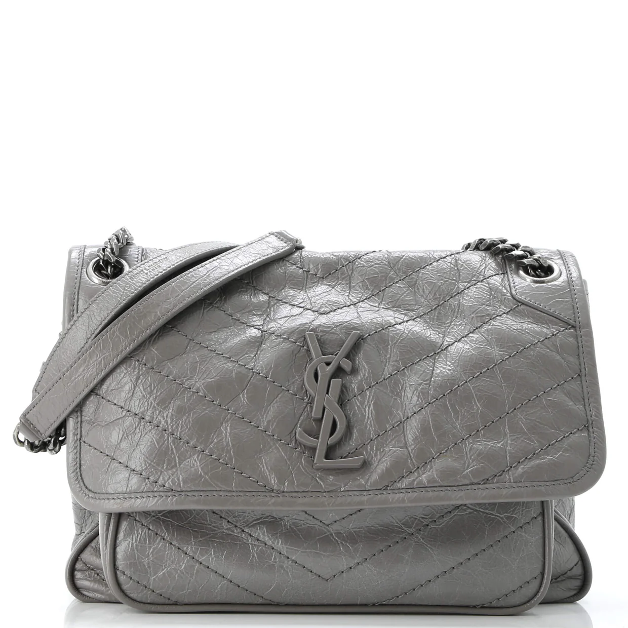 Niki Chain Flap Bag Matelasse Chevron Leather Medium - Deep Luxury