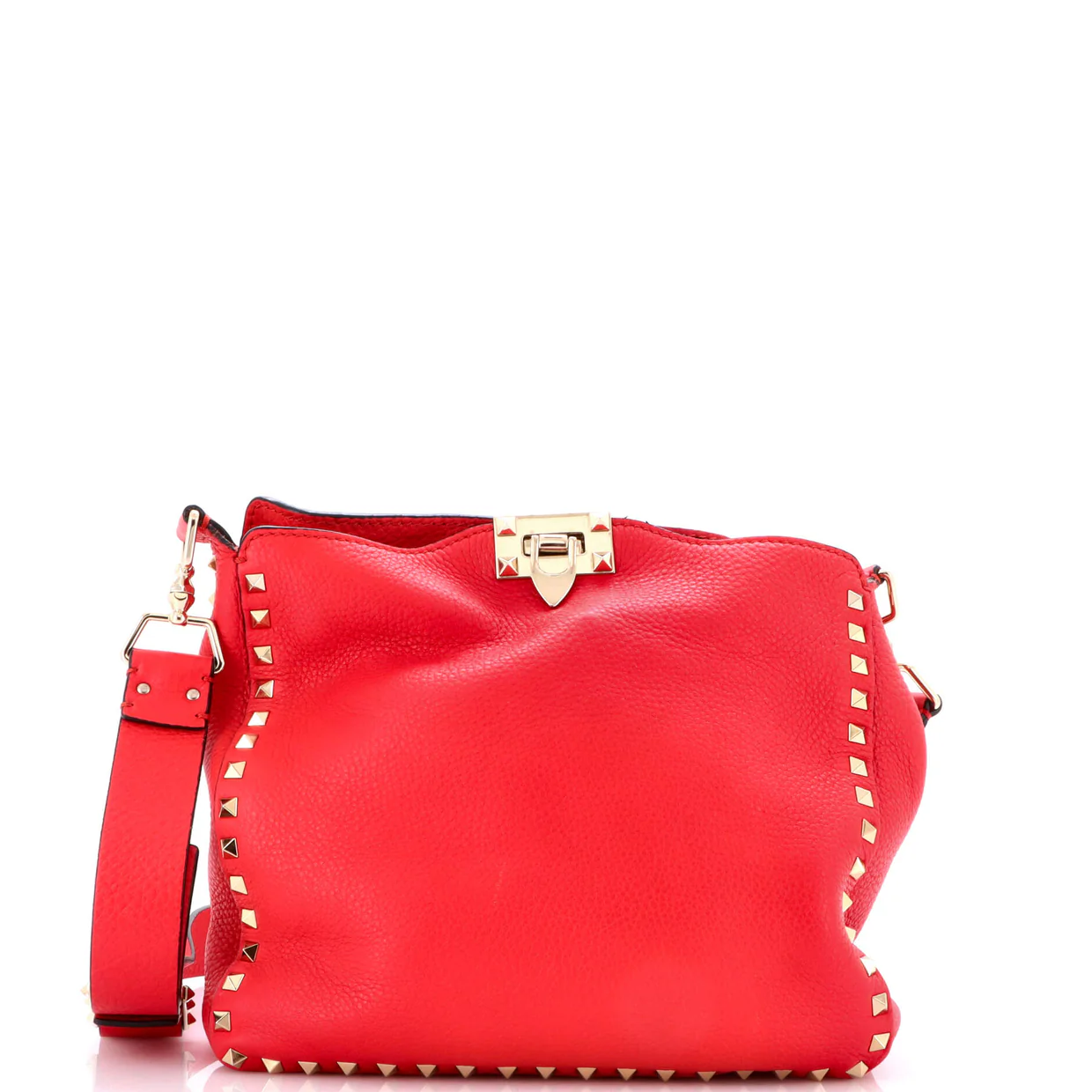 Rockstud Flip Lock Messenger Bag Leather Small - Deep Luxury