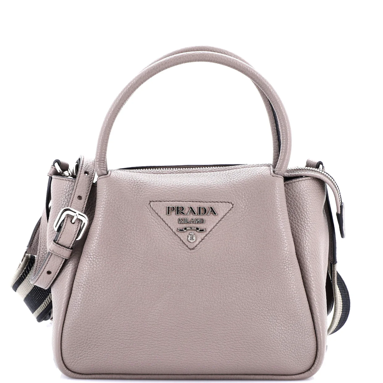 Flou Zipped Top Handle Bag Vitello Daino Small - Deep Luxury