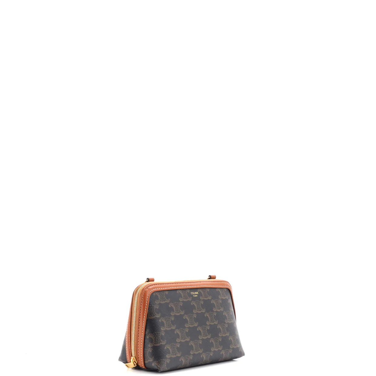 Zip Around Chain Clutch Triomphe Coated Canvas - Deep Luxury
