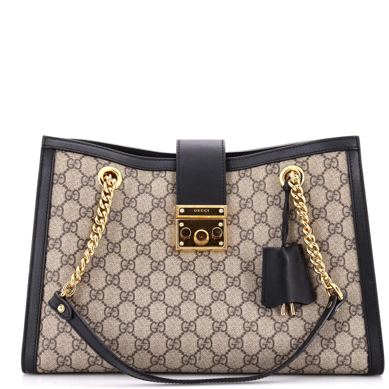 Padlock Chain Tote GG Coated Canvas with Leather Medium - Deep Luxury