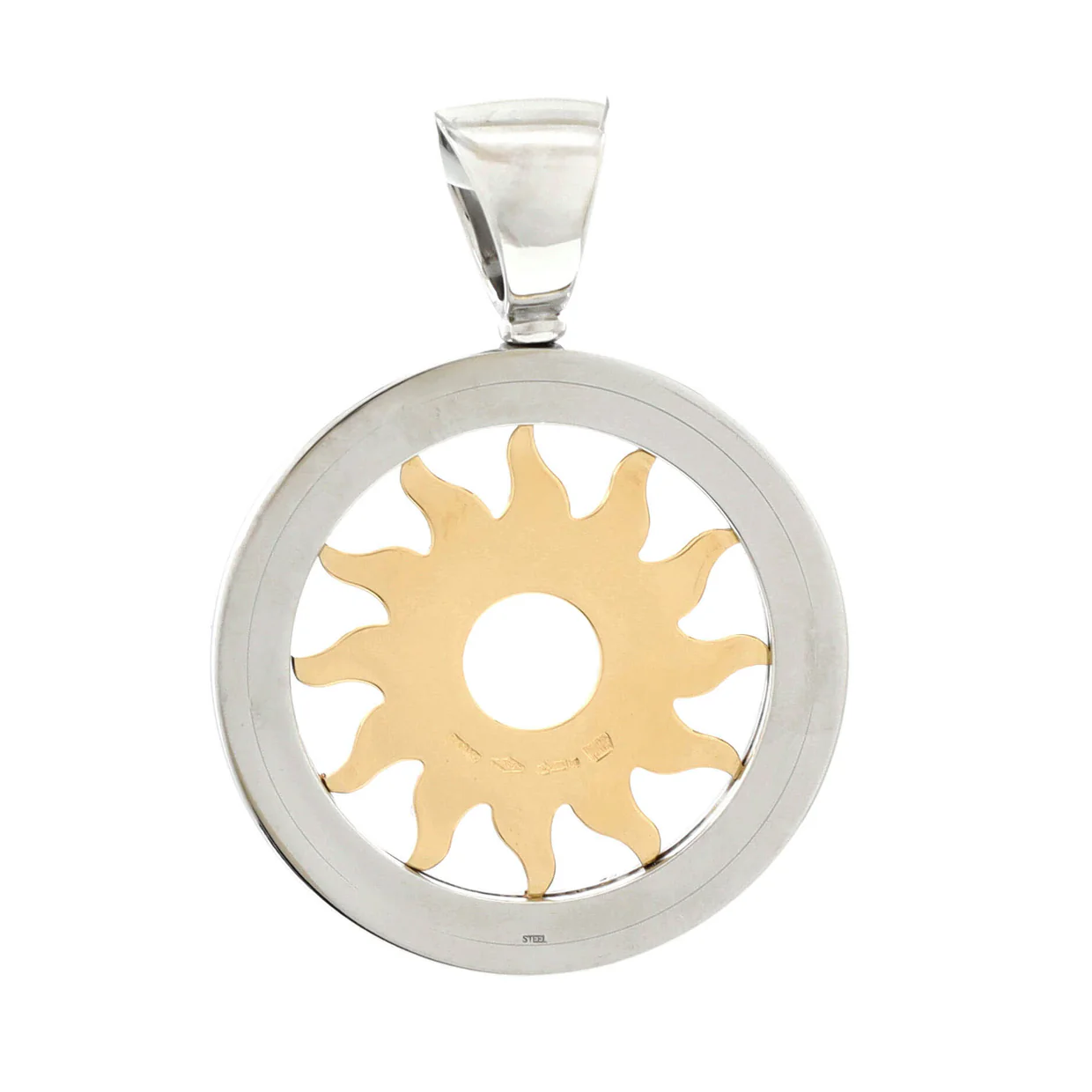 Tondo Sun Pendant Pendant u0026 Charms 18K Yellow Gold and Stainless Steel with Diamonds - Deep Luxury