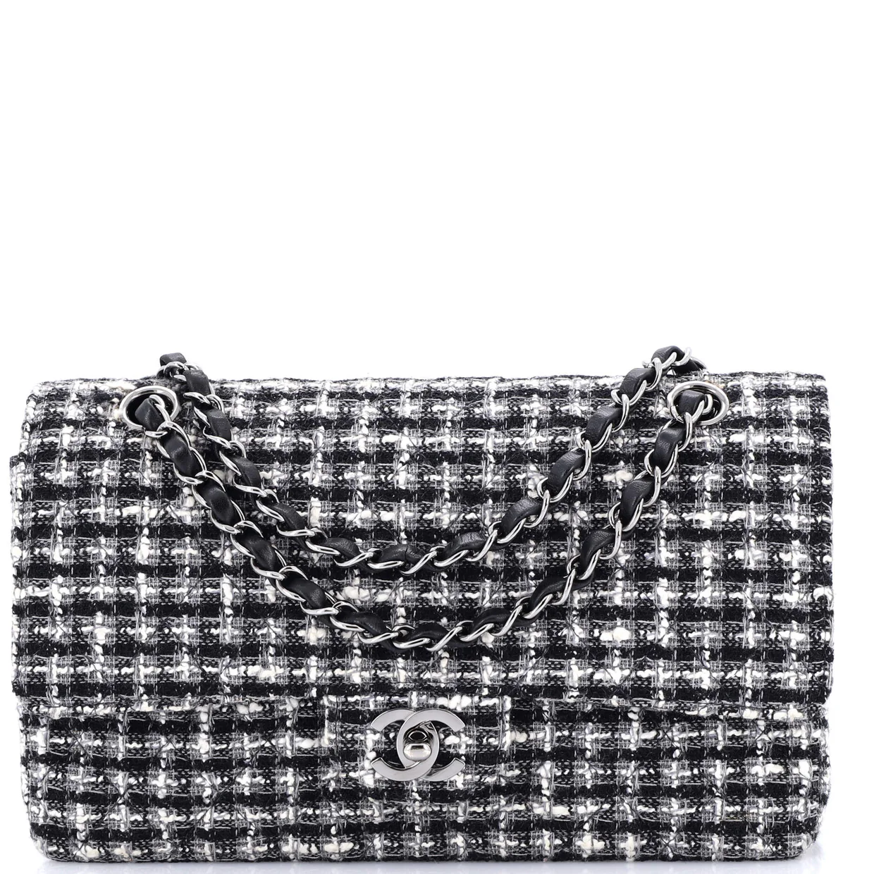 Classic Double Flap Bag Quilted Tweed Medium - Deep Luxury