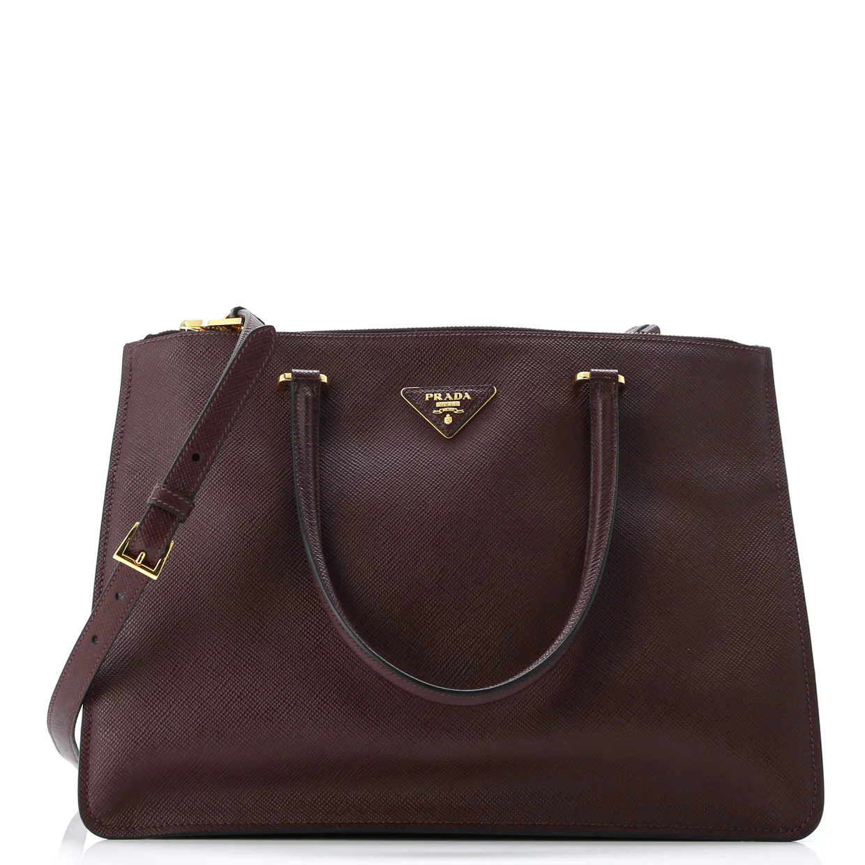 Cuir Double Zip Tote Saffiano Leather Medium - Deep Luxury
